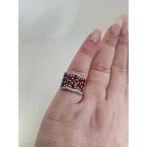 JTV BBJ Oval Garnet CZ Cluster Ring SZ 7 sterling